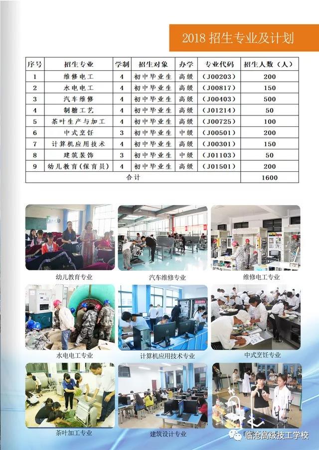 临沧高级技工学校招生计划