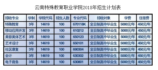 云南特殊教育职业学院学费标准